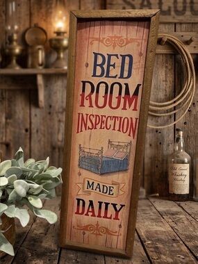 Vintage wall plaque – “Bedroom inspection made daily”